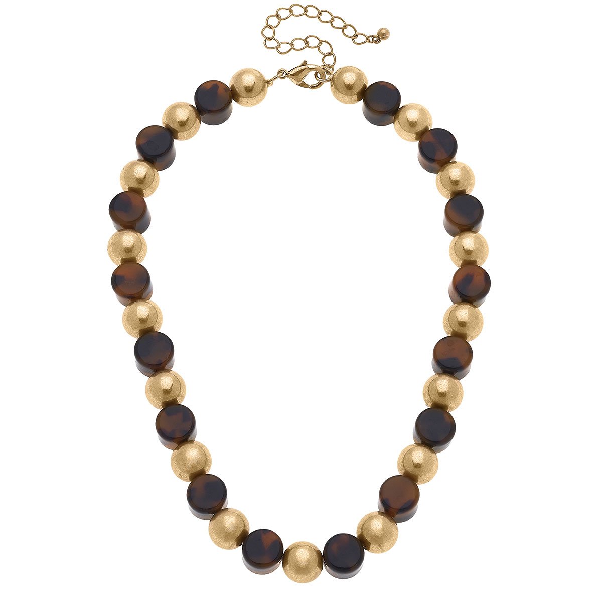 Ava Resin & Ball Bead Necklace - Tortoise Women's Jewelry Canvas   