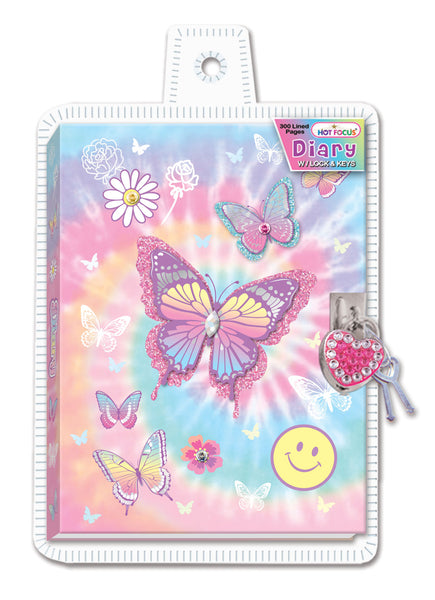 Diary with Lock & Keys - Tie Dye Butterfly – Sugar Babies