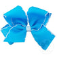 Medium Moonstitch Basic Bow Kids Hair Accessories Wee Ones Island Blue with White  