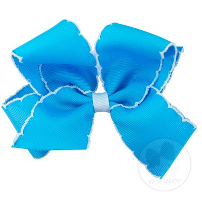 Medium Moonstitch Basic Bow Accessories Wee Ones Island Blue with White  