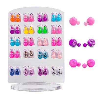 Candy Ball Double Sided Earrings Kids Jewelry Pink Poppy   