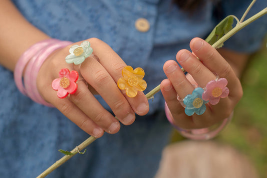 Flower Rings Assorted Colors Kids Jewelry Lilies & Roses   