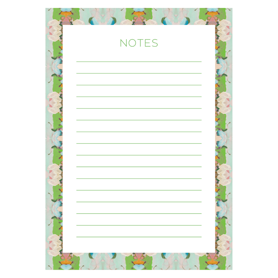 Monet's Garden Green Notepad Paper Goods Laura Park Designs   