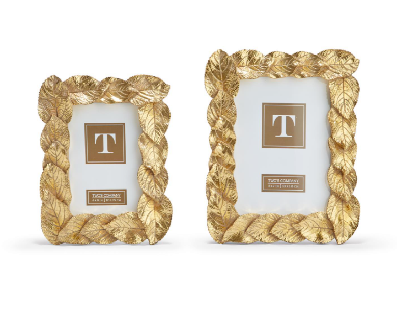 Gold Leaves 4x6 Photo Frame Home Decor Two's Company   