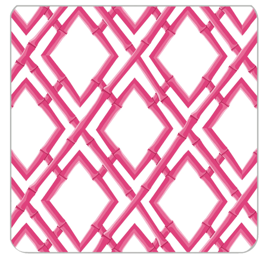 4"x4" Bamboo Lattice Hot Pink Paper Coasters Kitchen + Entertaining WH Hostess
