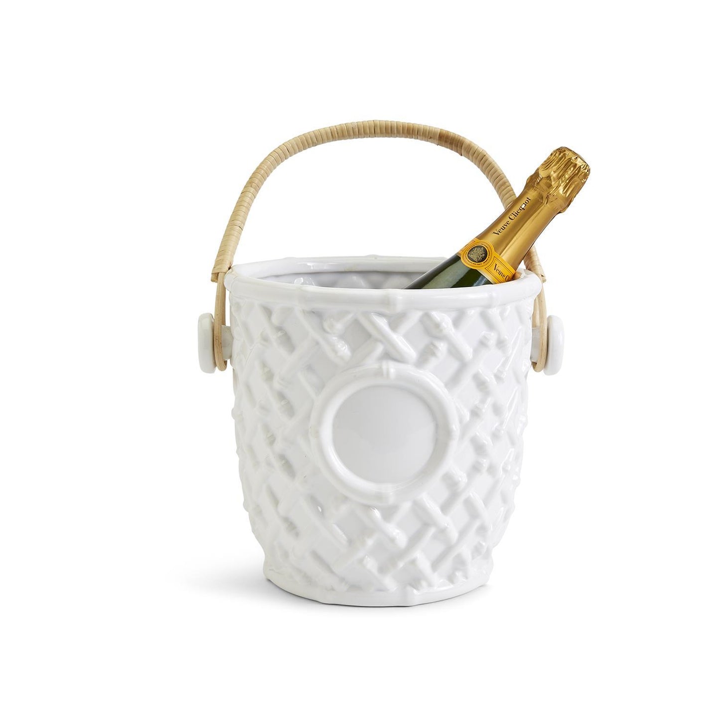 Hampton Faux Bamboo Fretwork Champagne/Wine Bucket with Bamboo Handle Gifts Two's Company   