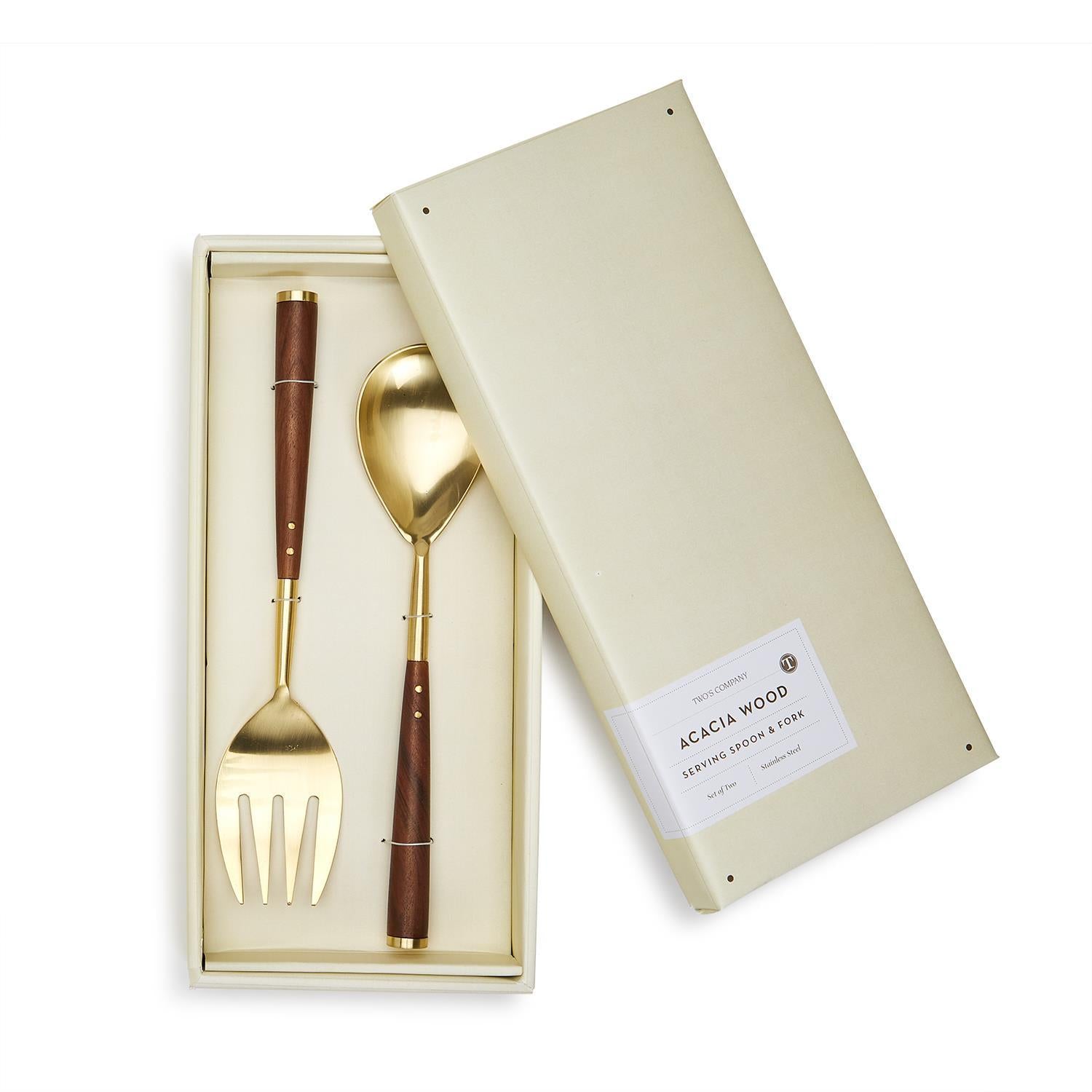 Acacia Wood Servers Set of 2 in Gift Box Kitchen + Entertaining Two's Company   