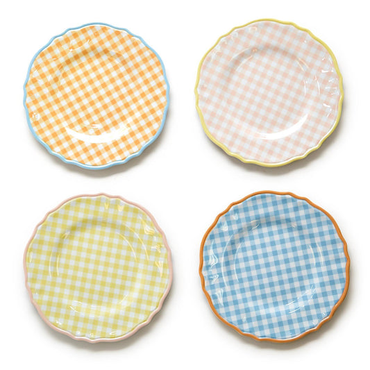 Gingham Garden Dessert Plates Set of 4 Kitchen + Entertaining Two's Company   