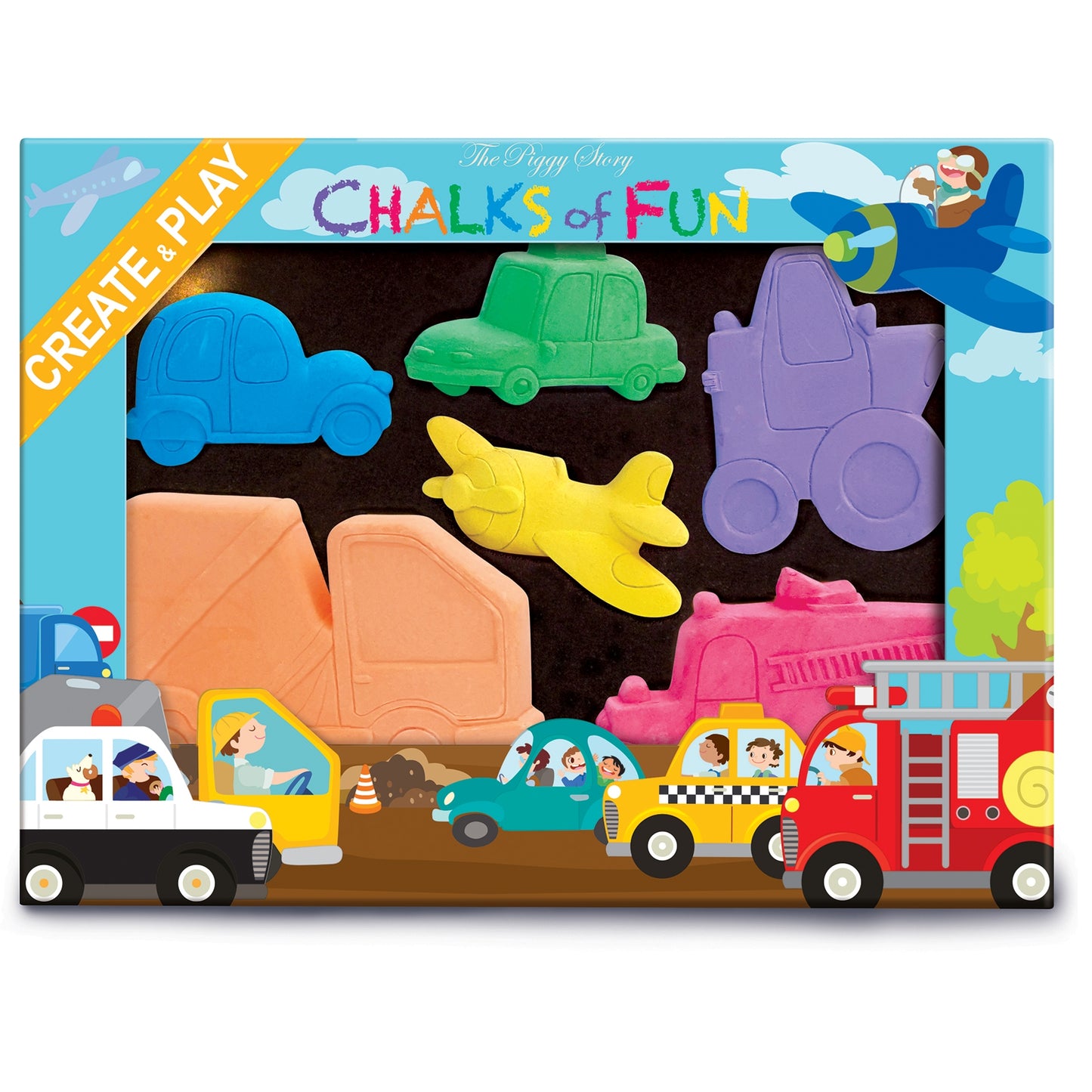 Chalks of Fun - Crazy Car Town Toys The Piggy Story   