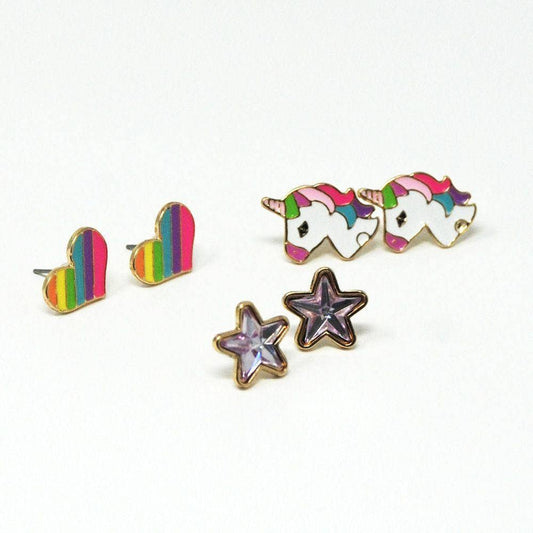Rainbows and Unicorns Earrings Set Kids Jewelry Pink Poppy   