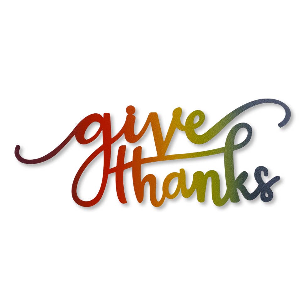 "Give Thanks" script magnet Rainbow Home Decor Roeda Studio   