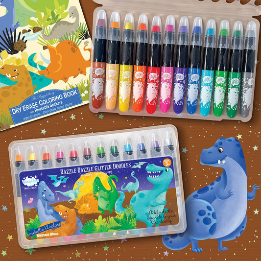 Razzle Dazzle Glitter Doodle Gel Crayons - Dinosaur World Toys The Piggy Story   