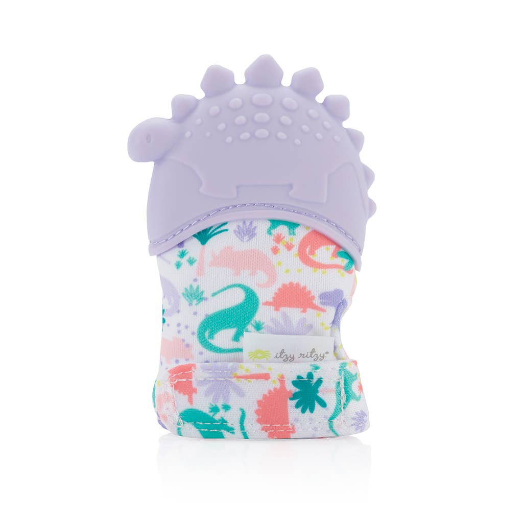 Lilac Dino Itzy Mitt™ Silicone Teething Mitt Baby Accessories Itzy Ritzy   