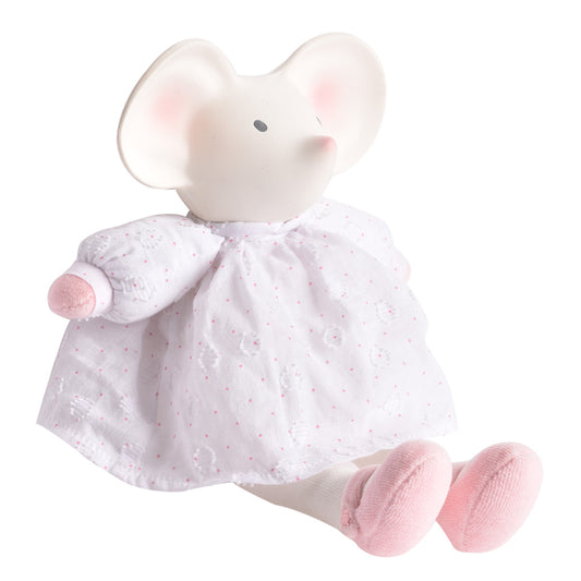 Meiya the Mouse Toy with Rubber Head in White Dress Baby Accessories Tikiri Toys   