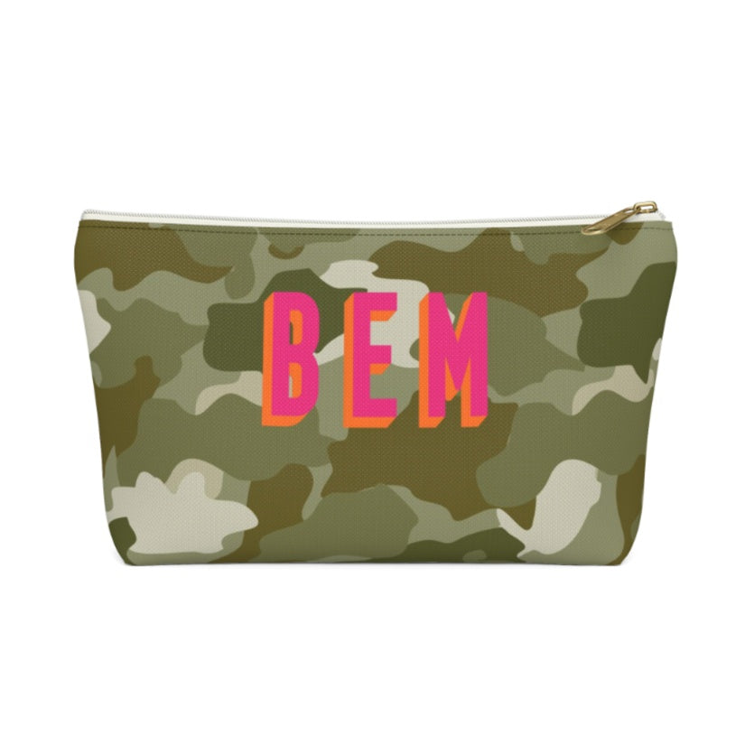 Small Zippered Pouch - Camo Green Gifts Clairebella   