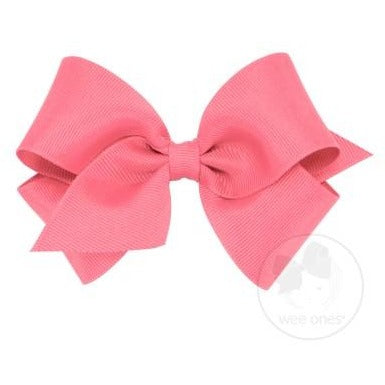Small Grosgrain Bow Kids Hair Accessories Wee Ones Coral Rose  