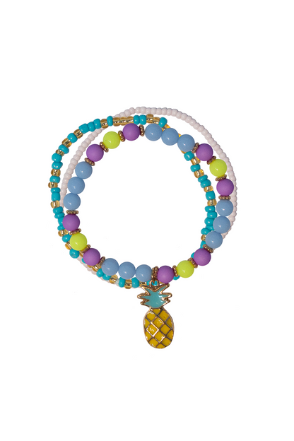 Hot Tropics 3 pc Bracelet Set Kids Jewelry Great Pretenders Pineapple  