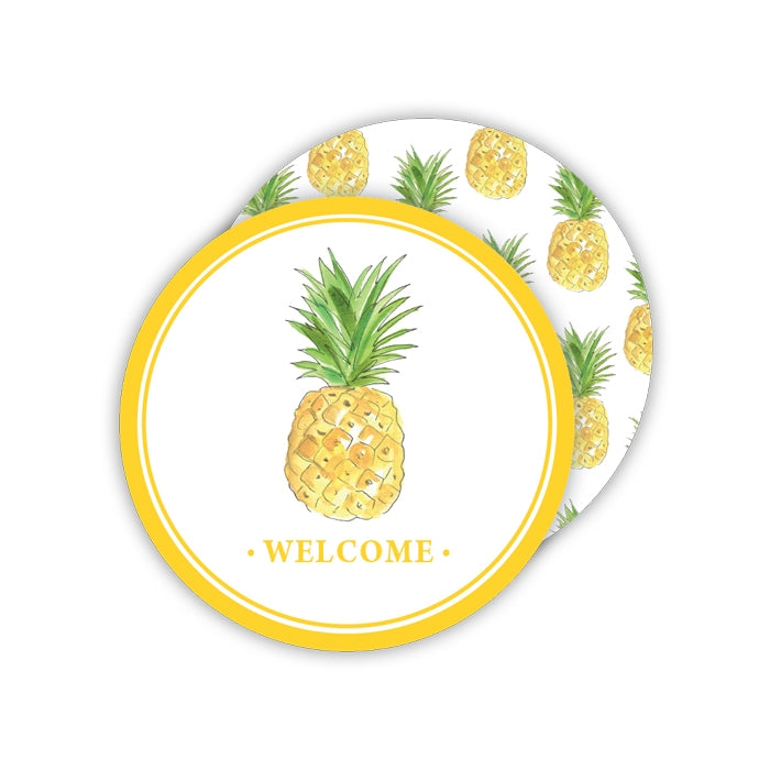 Pineapple Welcome Round Coaster Gifts RoseanneBeck   