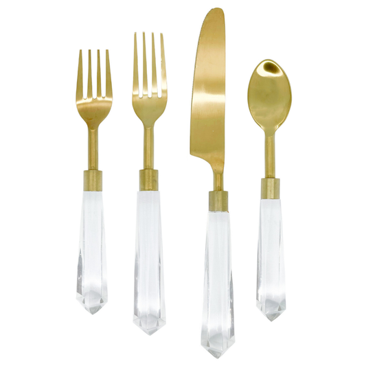 Clear Acrylic Flatware Set Kitchen + Entertaining Laura Park Designs   