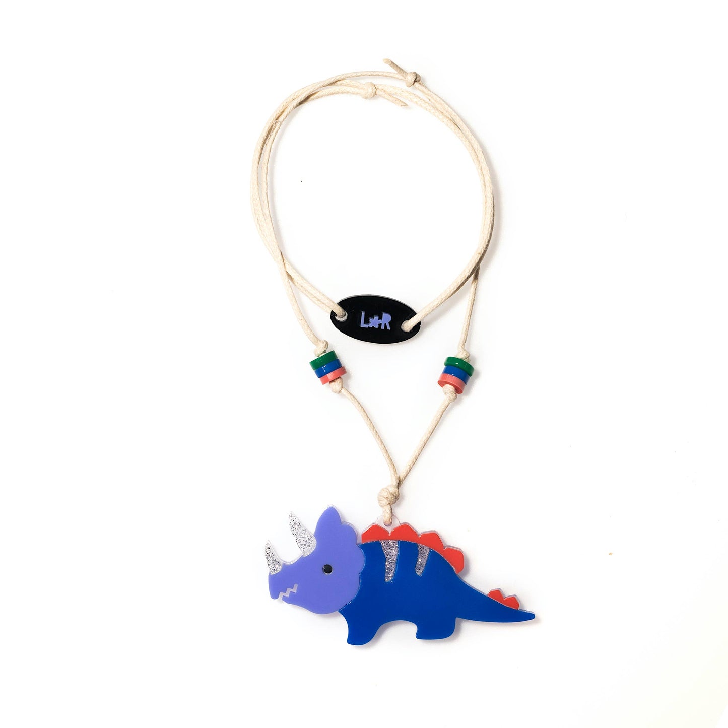 Triceratops Blue Necklace Kids Jewelry Lilies & Roses   