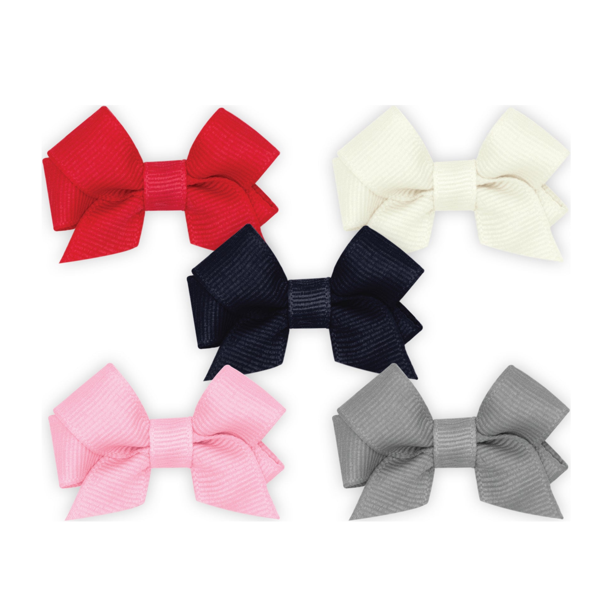 5 Pack Tiny Bow Multi Pack - Red, Ivory, Grey Accessories Wee Ones   