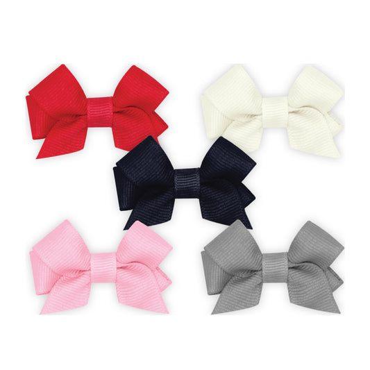 5 Pack Tiny Bow Multi Pack - Red, Ivory, Grey Kids Hair Accessories Wee Ones   