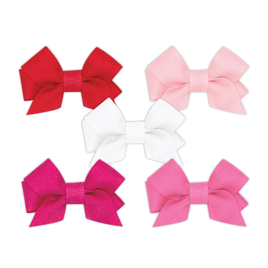 5 Pack Tiny Bow Multi Pack - Pink, White, Red Kids Hair Accessories Wee Ones   