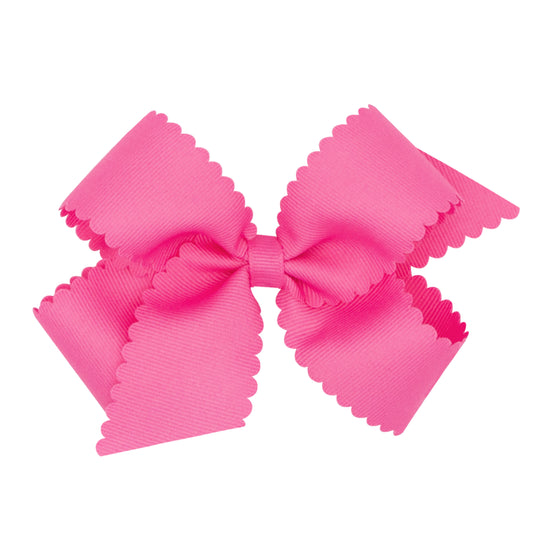 Medium Scalloped Edge Grosgrain Bow - Hot Pink Kids Hair Accessories Wee Ones   