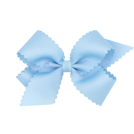 Medium Scalloped Edge Grosgrain Bow - Millennium Blue Kids Hair Accessories Wee Ones   