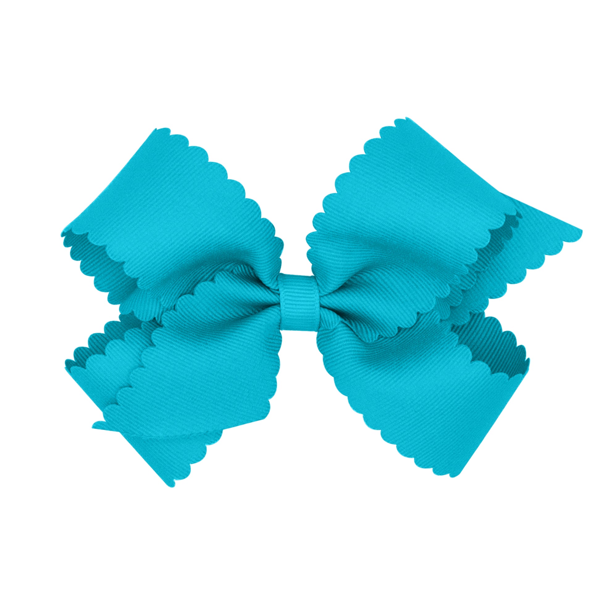 King Scalloped Edge Grosgrain Bow - New Turquoise Kids Hair Accessories Wee Ones   