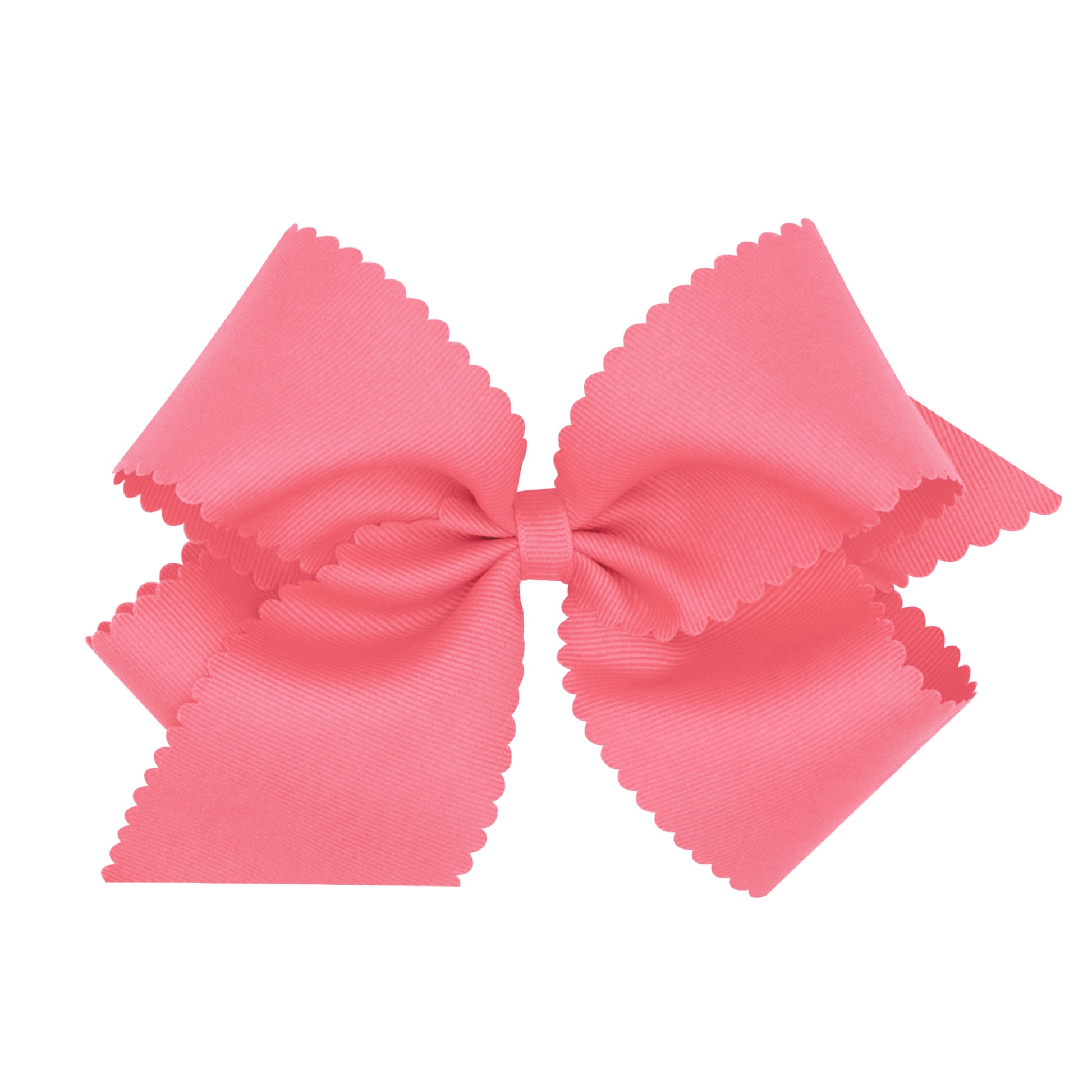 King Scalloped Edge Grosgrain Bow - Coral Accessories Wee Ones   