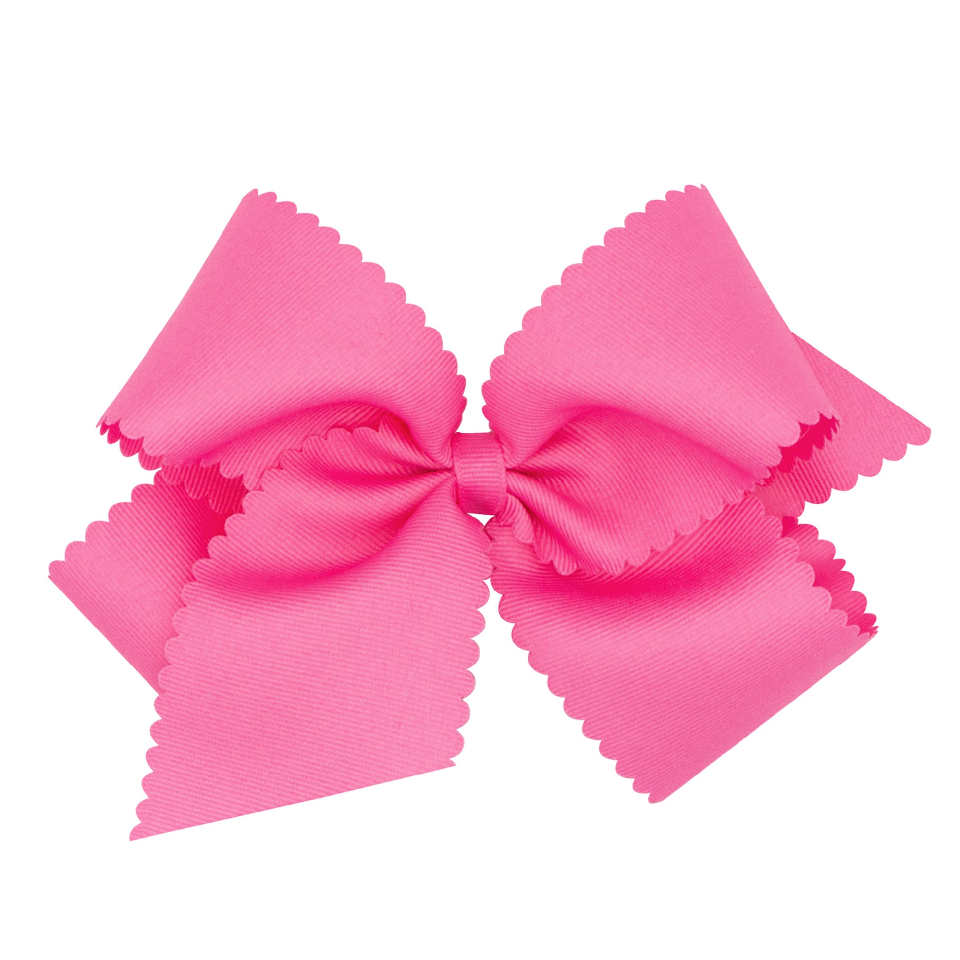 King Scalloped Edge Grosgrain Bow - Hot Pink Kids Hair Accessories Wee Ones   