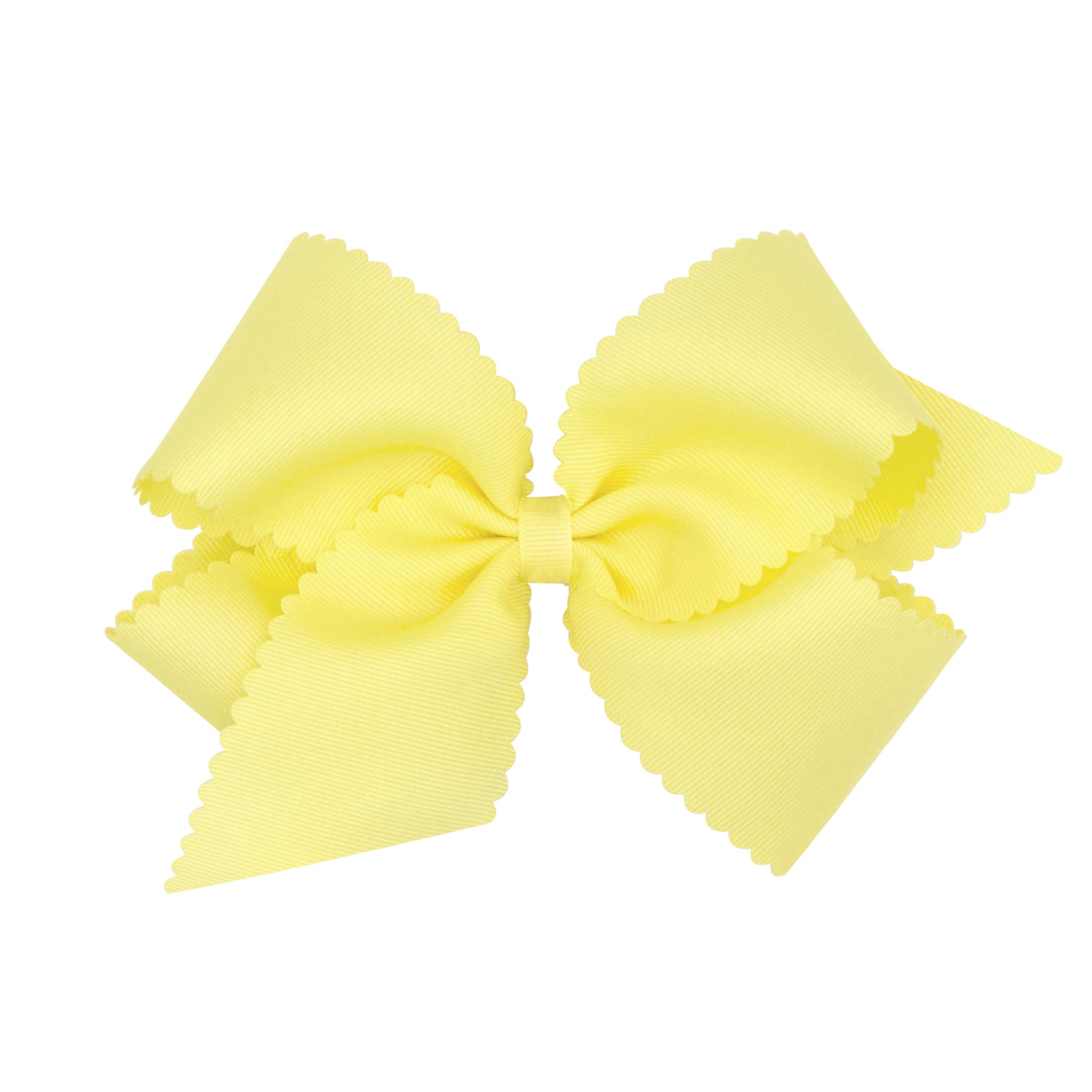 King Scalloped Edge Grosgrain Bow - Light Yellow Accessories Wee Ones   