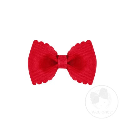 Tiny Scallop Edge Grosgrain Bowtie - Red Accessories Wee Ones   