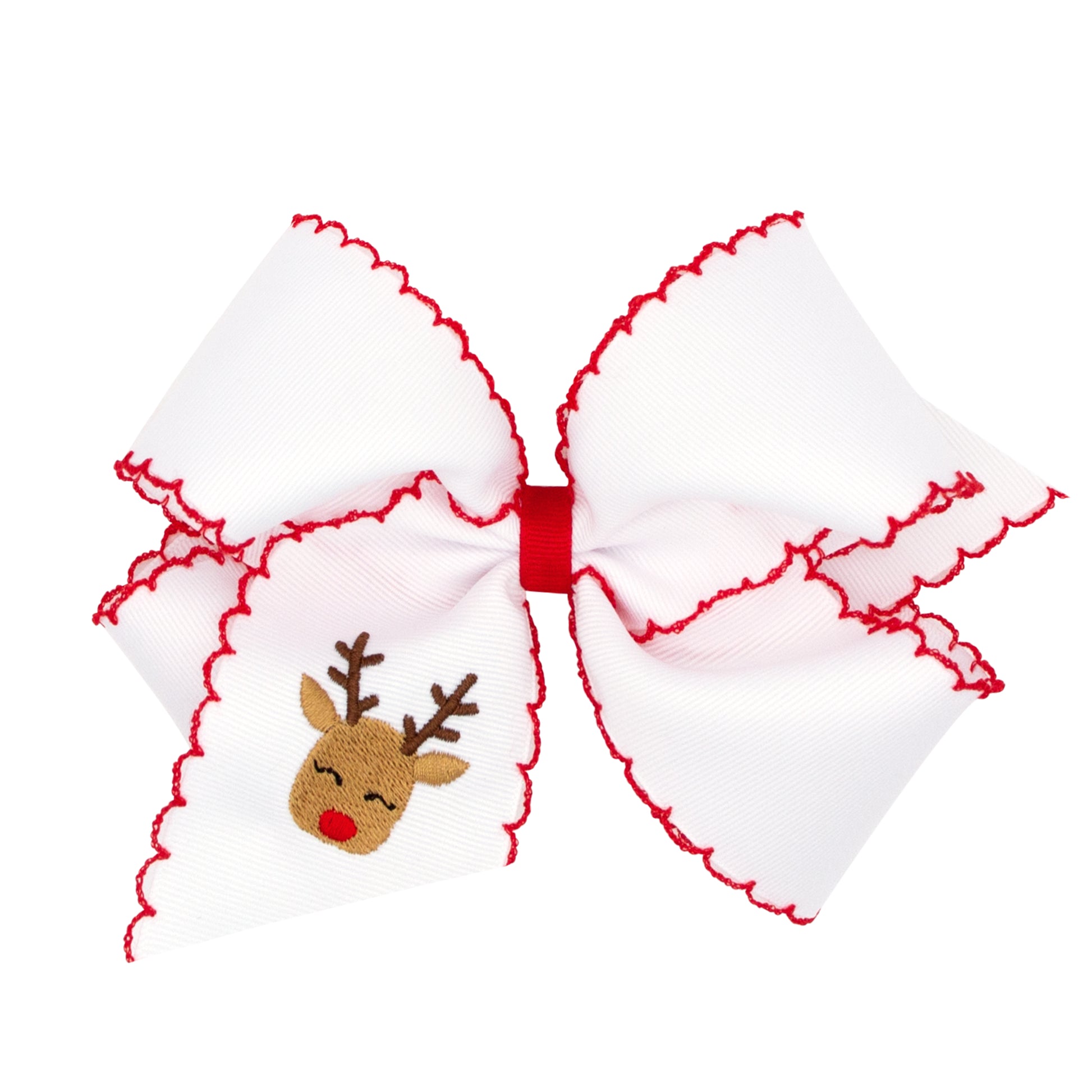 King Moonstitch Embroidered Christmas Bow - Reindeer Accessories Wee Ones   
