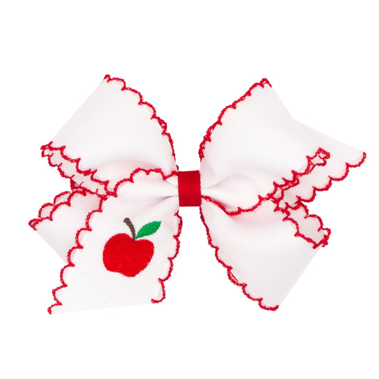 Medium Moonstitch Embroidered Harvest Bows - Apple Kids Hair Accessories Wee Ones   