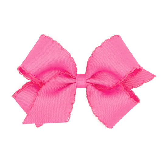 Medium Monotone Moonstitch Grosgrain Bow - Hot Pink Kids Hair Accessories Wee Ones   