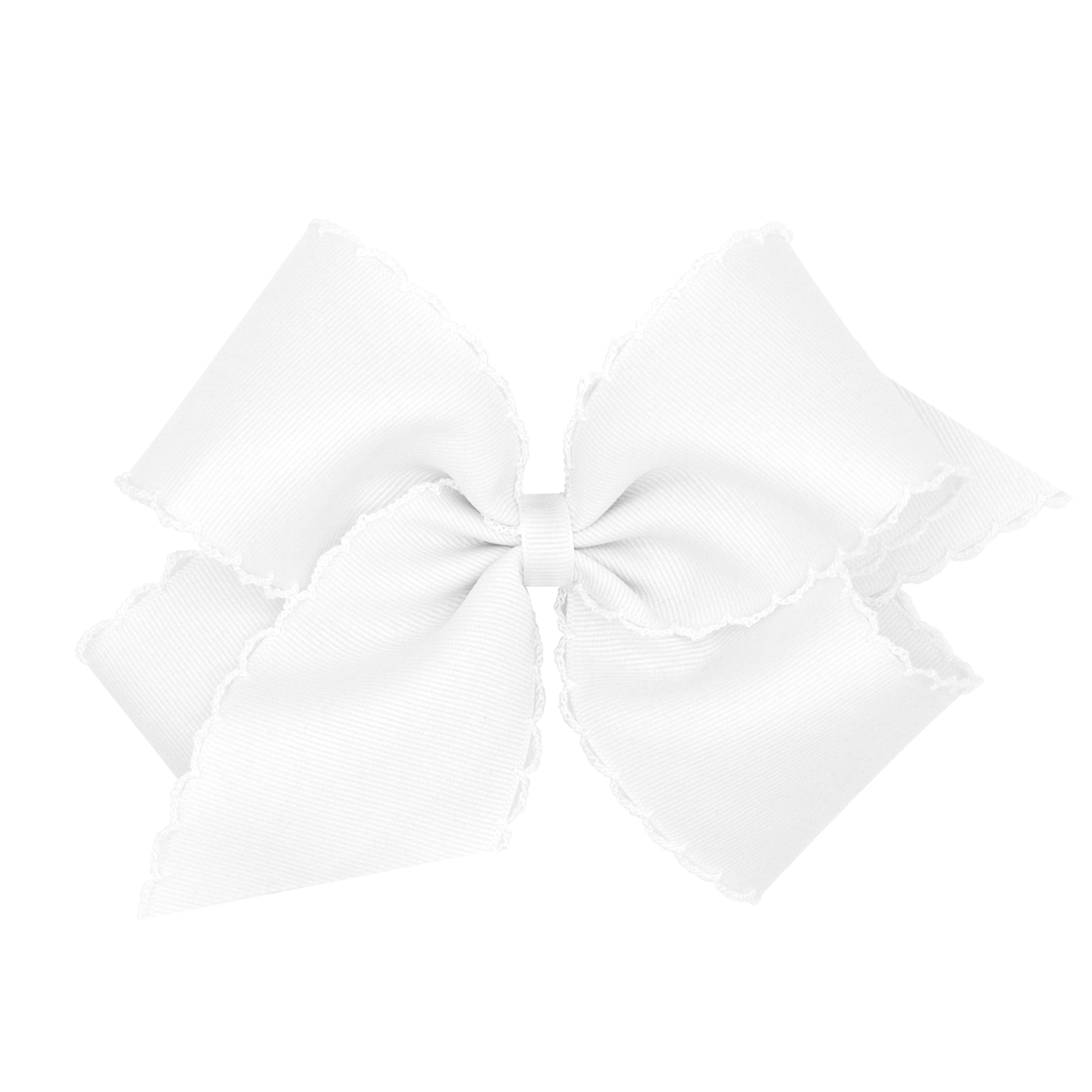 King Monotone Moonstitch Grosgrain Bow - White Accessories Wee Ones   
