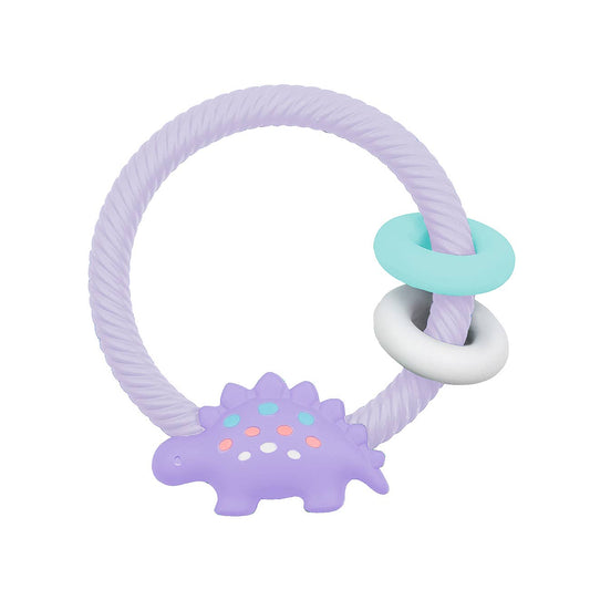 Ritzy Rattle Silicone Teether Rattle - Lilac Dino Baby Accessories Itzy Ritzy   