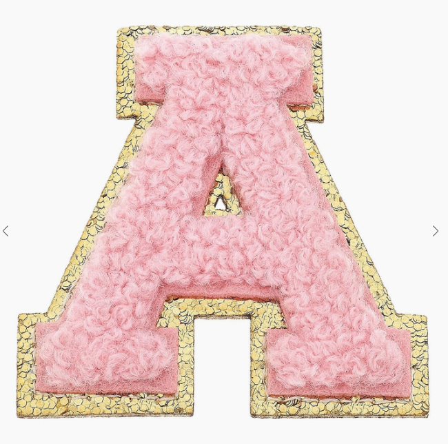 Stuck on You Large Chenille Glitter Varsity Letter Patch Misc Accessories Canvas A  