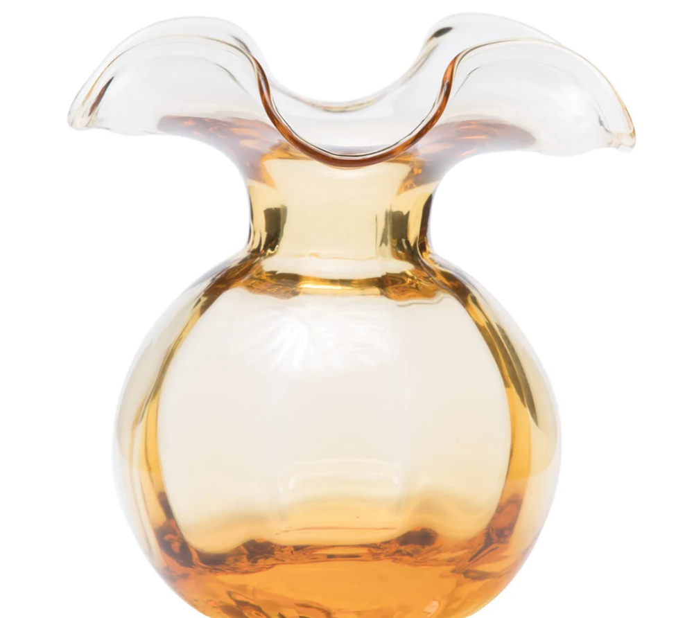 Hibiscus Glass Amber Medium Fluted Vase Home Decor Vietri   