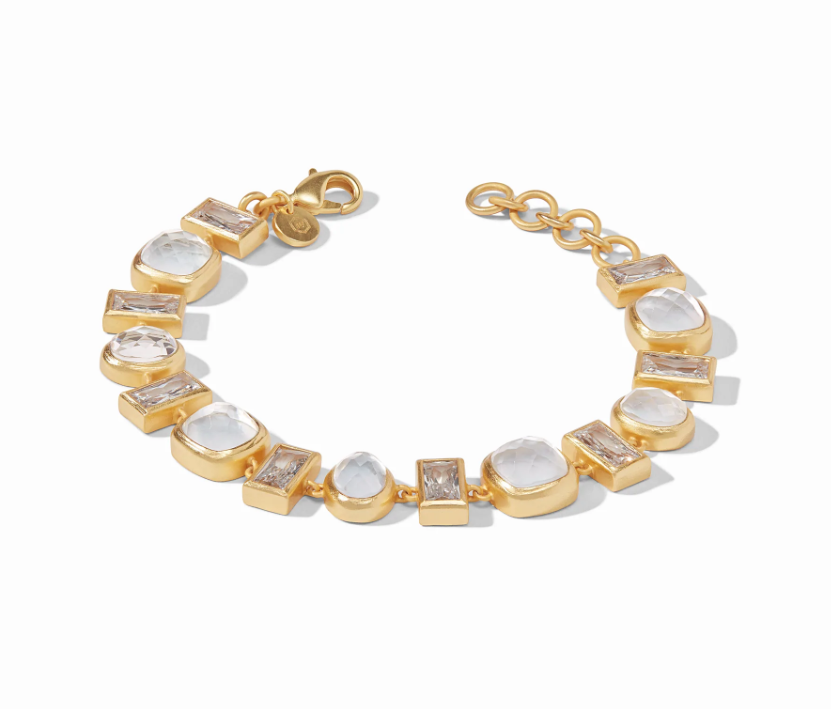 Antonia Tennis Bracelet Gold Iridescent Clear Crystal Bracelets Julie Vos   