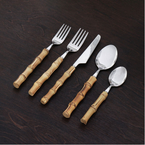 Bamboo Flatware Set of 5  (Silver & Natural) Kitchen + Entertaining Beatriz Ball   