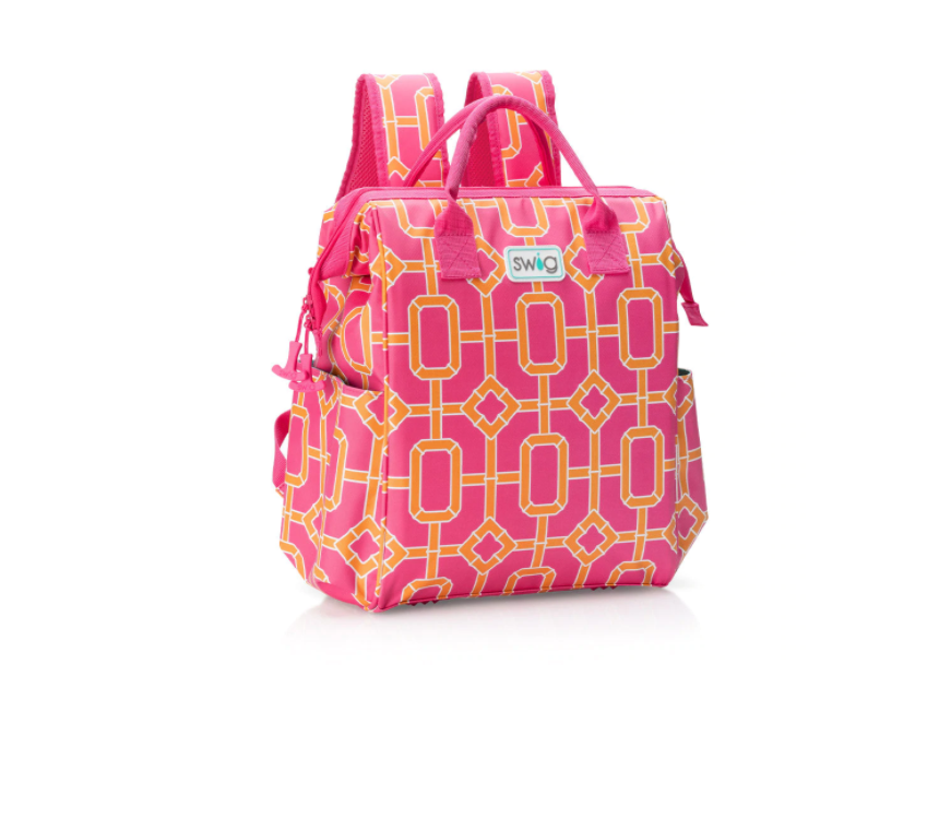 Packi Backpack Cooler - Pink Bamboo Trellis Gifts Swig   