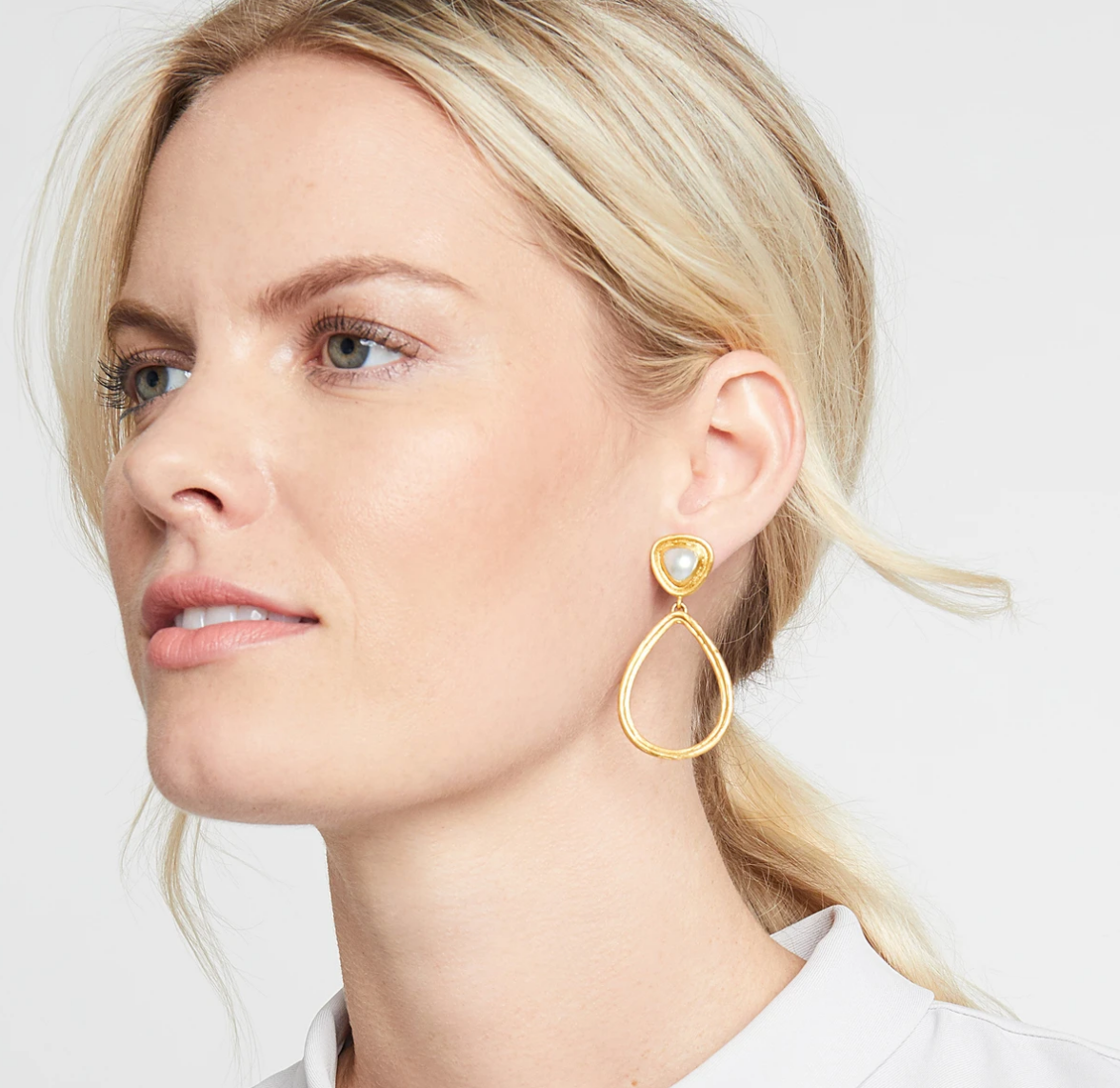 Barcelona Statement Earring Gold Iridescent Clear Crystal Women's Jewelry Julie Vos   