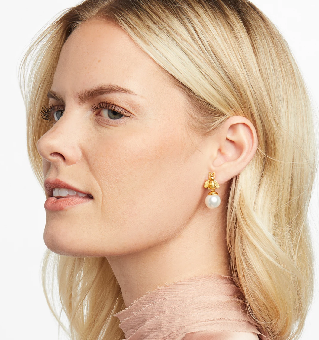 Bee Pearl Drop Earring Earrings Julie Vos   