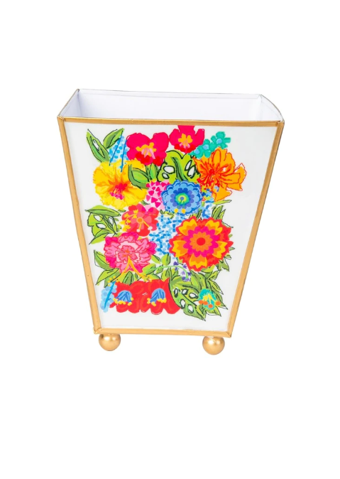Blooming Garden 6" Enameled Square Cachepot Home Decor Jayes Studio   
