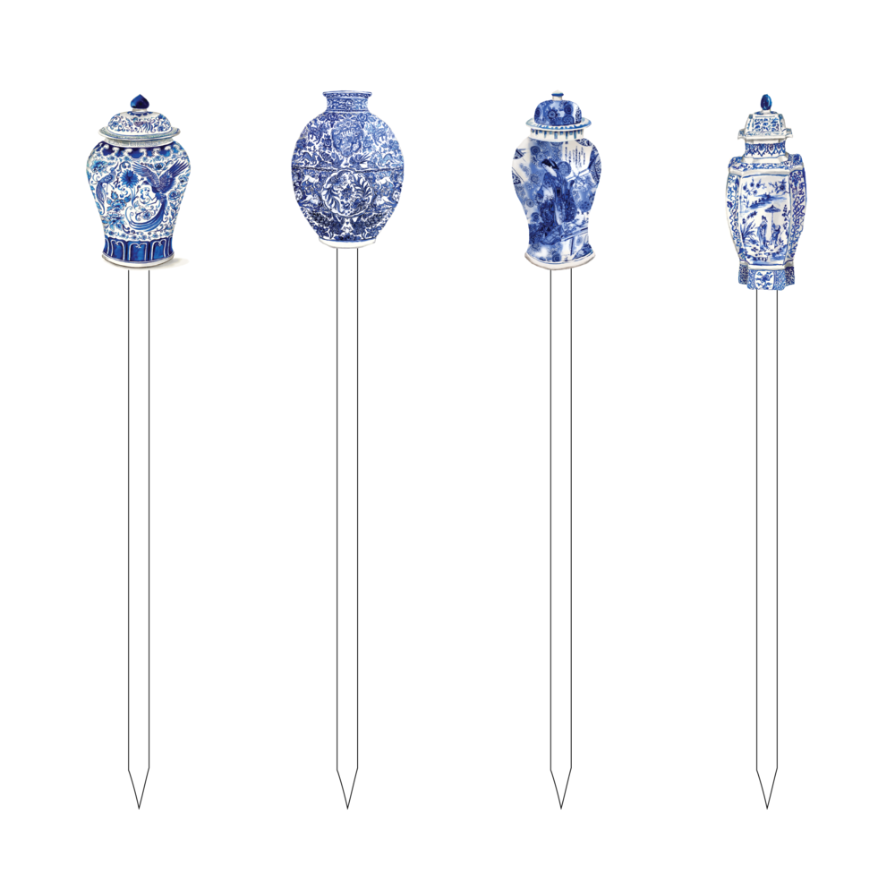Blue & White Ginger Jar Acrylic Skewer Combo Gifts Acrylic Sticks   