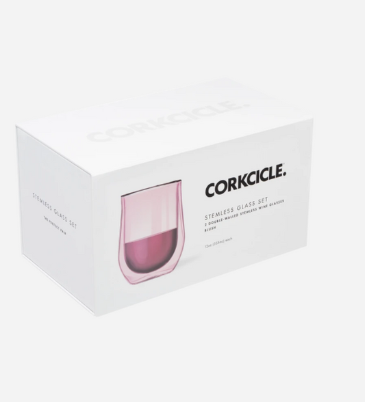 Blush Stemless Double Glass Set Kitchen + Entertaining Corkcicle   