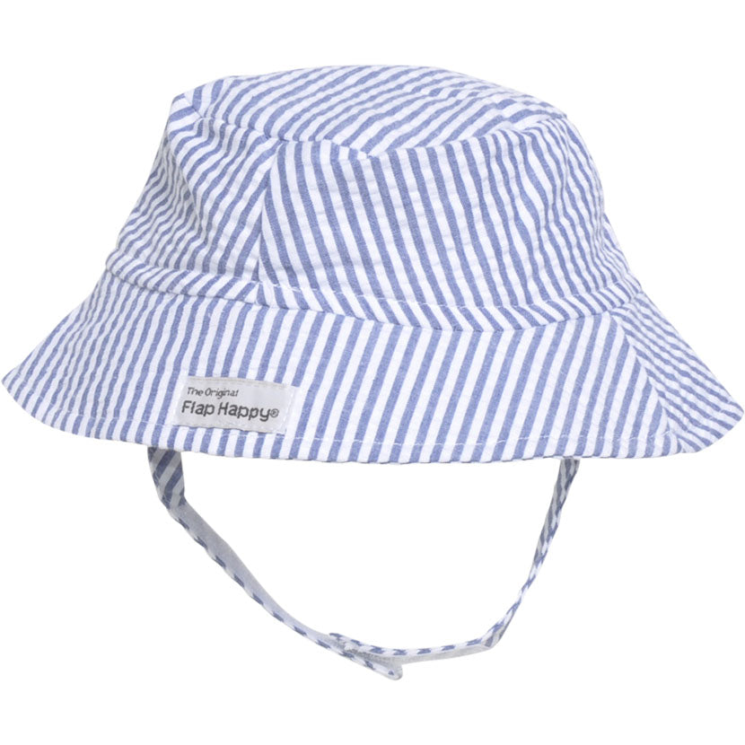 Chambray Stripe Seersucker Bucket Hat - Medium Kids Misc Accessories Flap Happy   